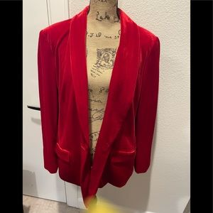 Red velvet blazer